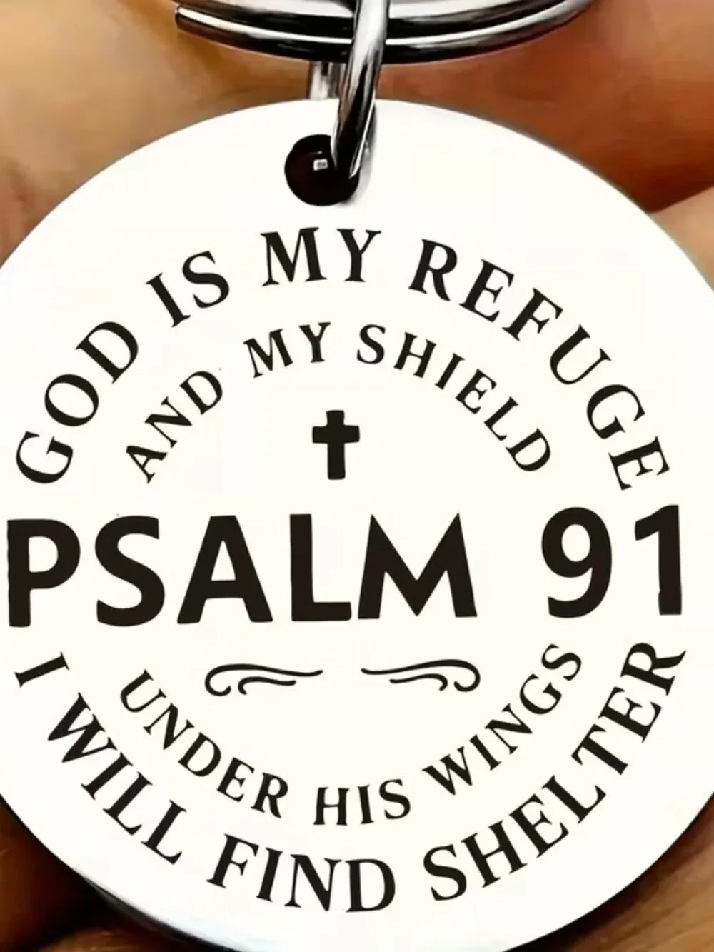 Psalm 91 Christian Keychain God Is My Refuge Shield Faith Inspirational Gift